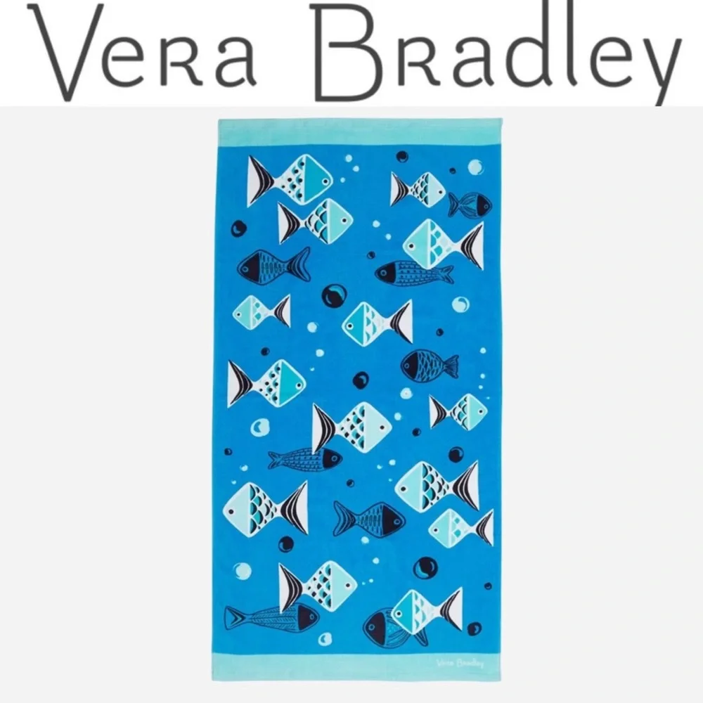 Vera Bradley Beach Towel in Go Fish Blue pattern Free Shipping NWT